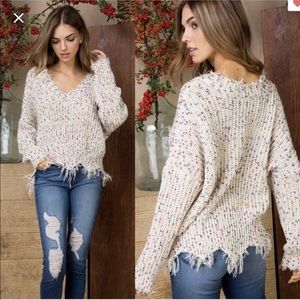 Distressed Frayed Confetti Sweater